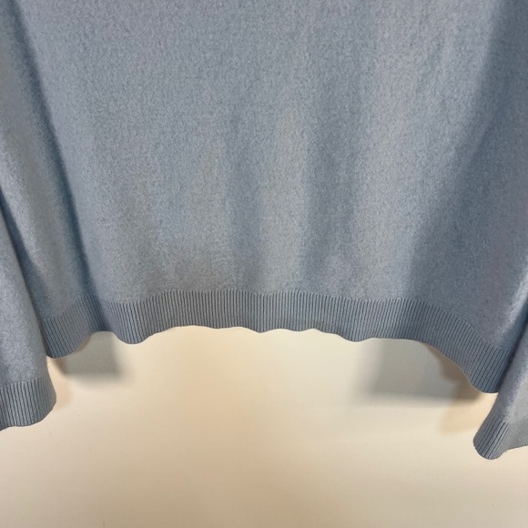 Pilcro Anthropologie 100% Cashmere Cropped Mock Neck Sweater Light Blue XL cozy - Picture 3 of 9
